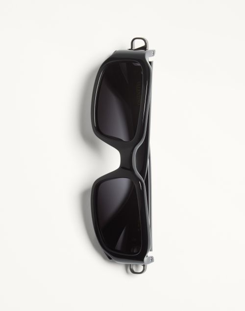 Valentino - Rectangular Acetate Eyewear - Black/grey - Unisex - Eyewear