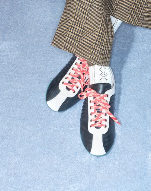 Valentino Garavani - Strikie Sneaker In Perforated Nappa And Suede - Black - Man - Sneakers