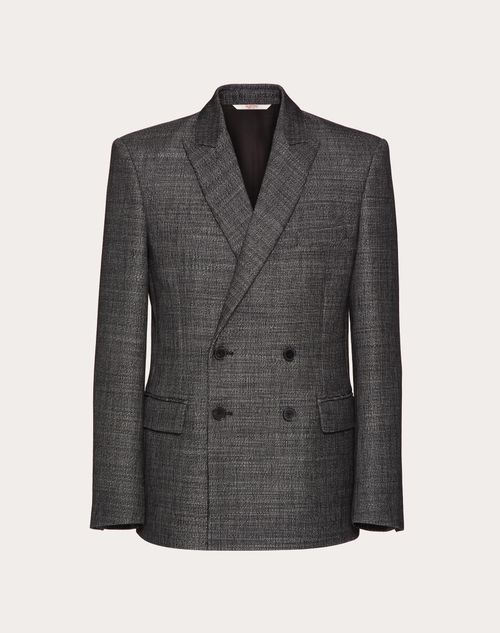 Valentino - Double-breasted Wool Tweed Jacket - Black - Man - Coats And Blazers