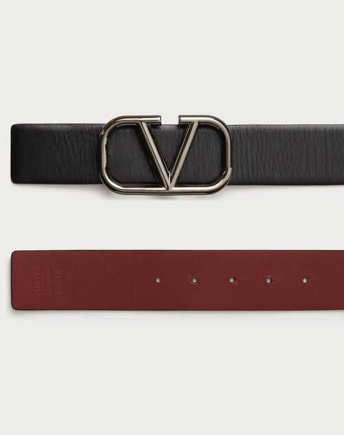 Vlogo Signature Reversible Elk-print Calfskin Belt 30 Mm for Man in Saddle  Brown/black