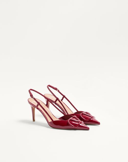 Valentino Garavani - Vlogo Signature Patent Leather Slingback Pump 80mm - Dark Red - Woman - Pumps