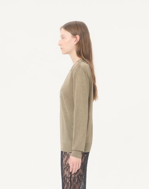 Valentino - Lurex Jumper With Lace - Gold - Woman - Knitwear