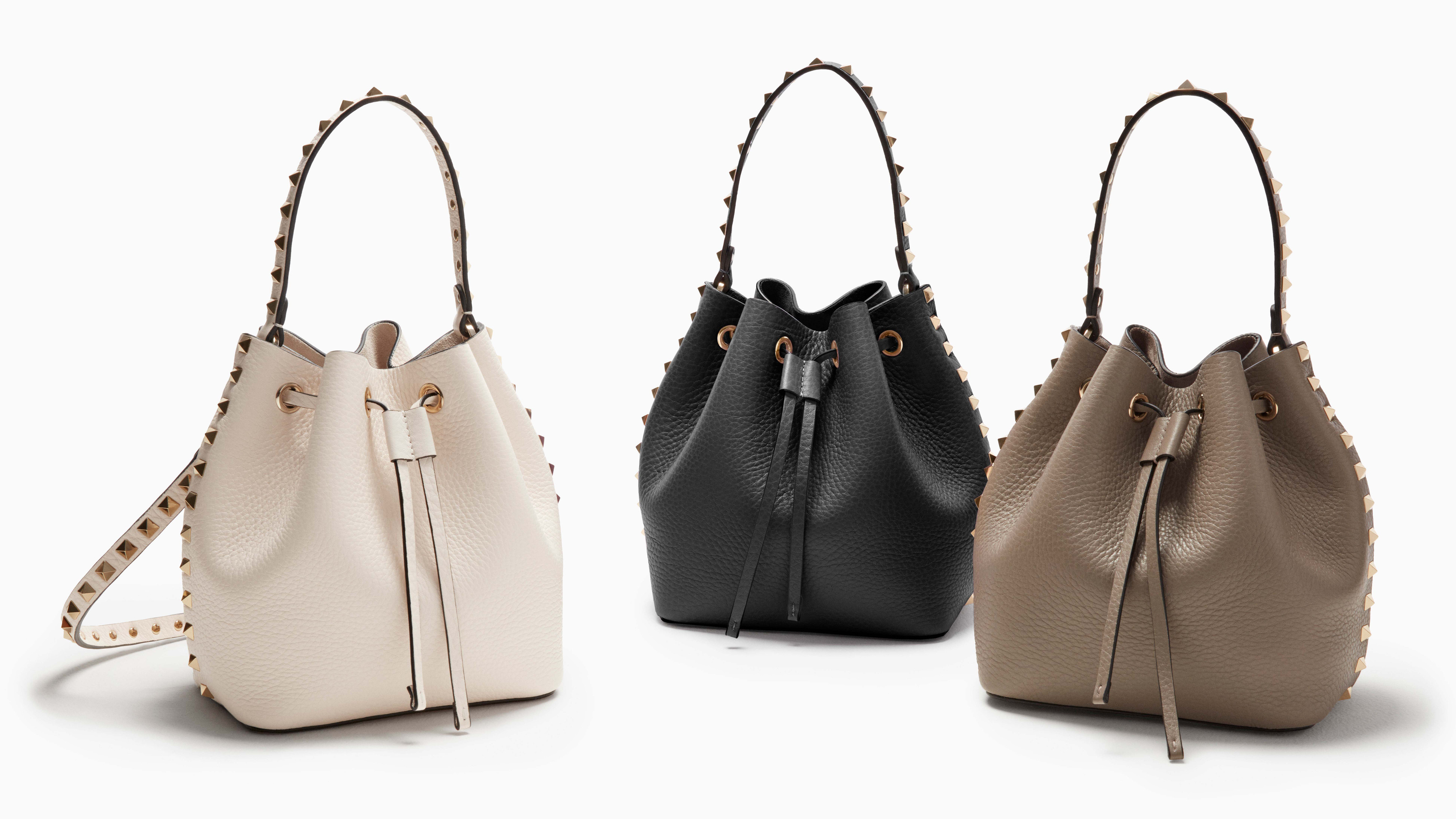 valentino garavani rockstud leather bucket bag