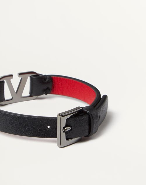 Valentino Garavani V-Logo Signature Leather Bracelet