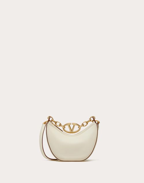 Valentino Garavani - Vlogo Moon Mini Hobo Bag In Nappa Leather With Chain - Ivory - Woman - Shelf - W Bags - Vlogo Moon