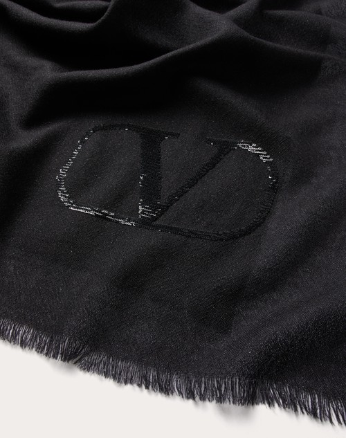 Valentino VLogo intarsia-knit scarf - Black