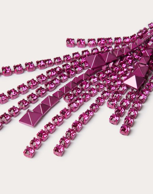 Valentino Garavani - Brightrain Metal And Crystal Earrings - Pink Pp - Woman - Jewelry