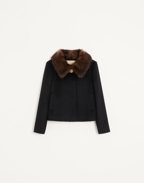 Valentino - Valentino Baby Camel Drap Jacket - Black - Woman - Jackets And Blazers