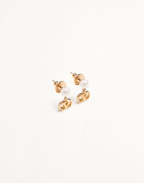 Valentino Garavani - Vlogo Signature Metal And Pearl Earrings - Gold/cream - Woman - Jewelry