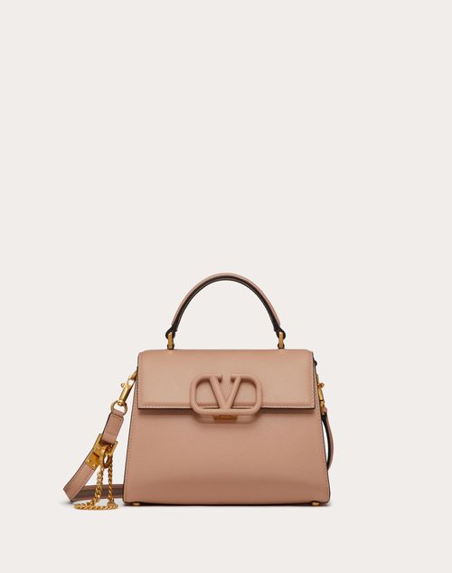 Valentino Garavani - Bolso De Mano Pequeño Vsling De Piel De Becerro Granulada - Poudre - Mujer - Bolsos Con Asa Superior