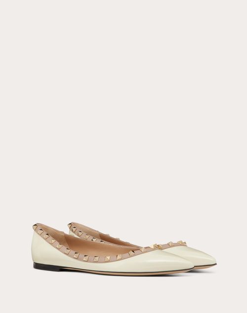 Patent Rockstud Ballet Flat for Woman in Poudre | Valentino US