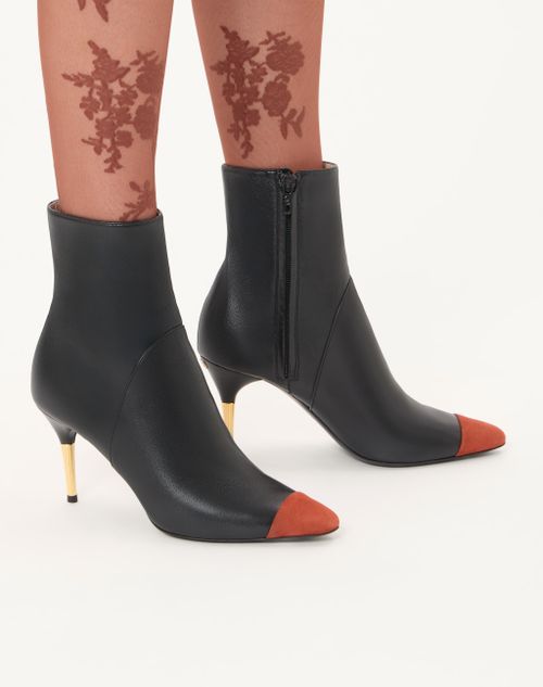 Valentino Garavani - Sinead Ankle Boot In Nappa And Suede 85mm - Black/rust - Woman - Shoes