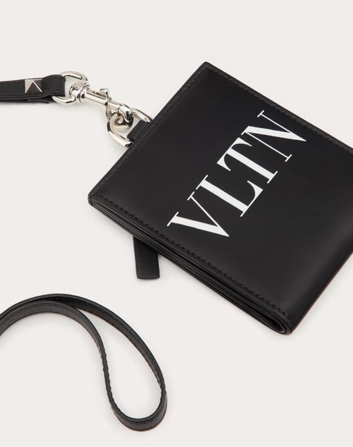 Vltn Wallet With Neck Strap for Man in Black/white | Valentino NL