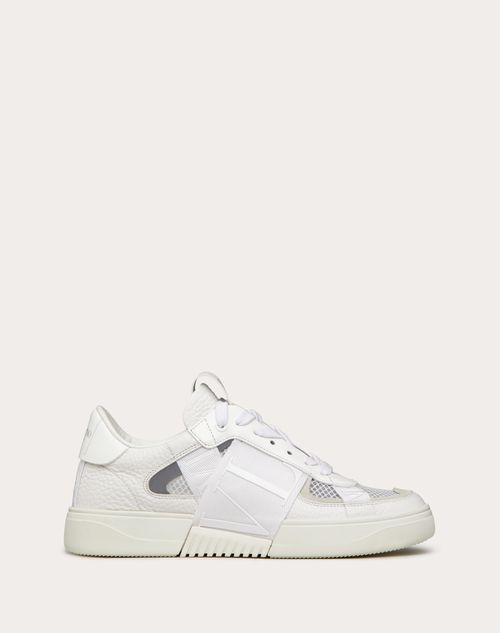 Valentino Garavani - Vl7n Low-top Sneaker In Calfskin And Mesh Fabric With Bands - White/ice - Woman - Sneakers