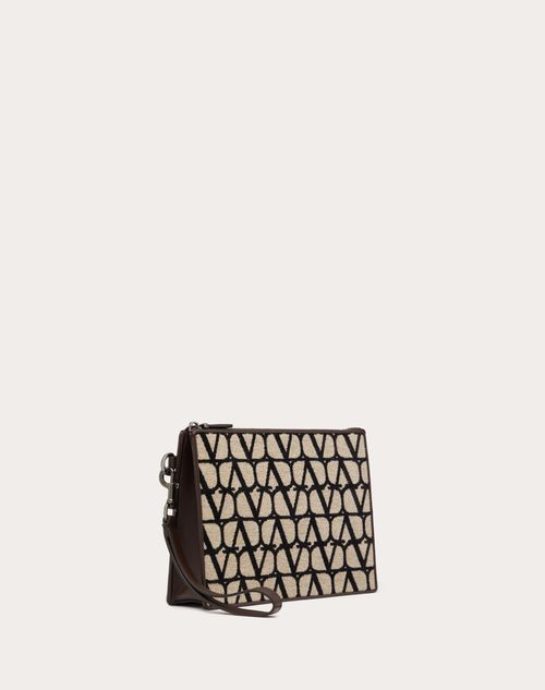 Valentino Garavani - Toile Iconographe Print With Leather Detail - Beige/black - Man - Clutches And Pouches