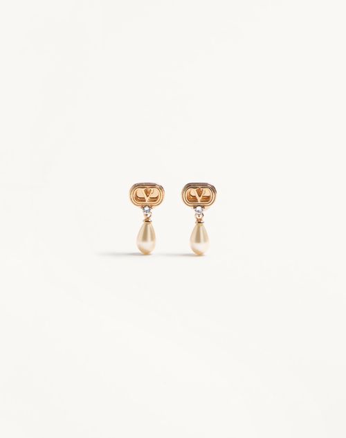 Valentino Garavani - Ovalette Earrings In Metal, Pearls And Swarovski® Crystals - Gold - Woman - Jewellery