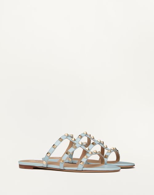 Valentino Garavani - Rockstud Flat Slide Sandal - Porcelain Blue - Woman - Sandals