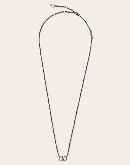 V Logo Signature Chain Choker in Black - Valentino Garavani