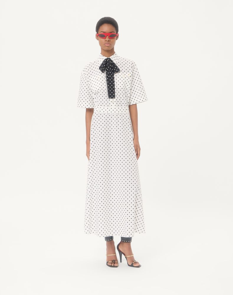 Valentino Poplin Plusdepois Print Midi Dress Woman White/ Black 44