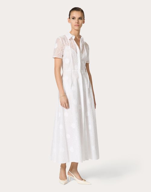 Valentino - Robe Mi-longue En Daisy Organdis - Ivoire - Femme - Robes