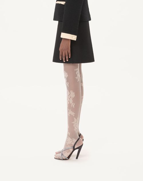 Valentino - Plain Wool Tweed Skirt - Black/red/green - Woman - Skirts