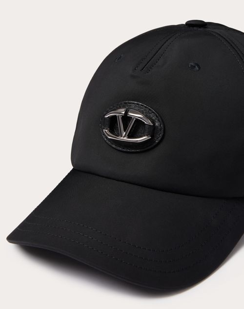 Valentino Garavani - Vlogo The Bold Edition Baseball Cap In Nylon With Vlogo Appliqué - Black/ruthenium - Man - Hats And Gloves