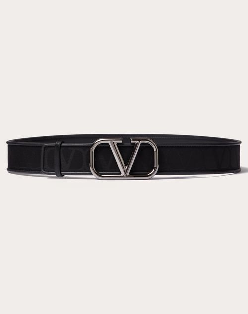 Valentino Garavani - Toile Iconographe Belt In Jacquard Fabric With Leather Details 30 Mm - Black - Man - Belts