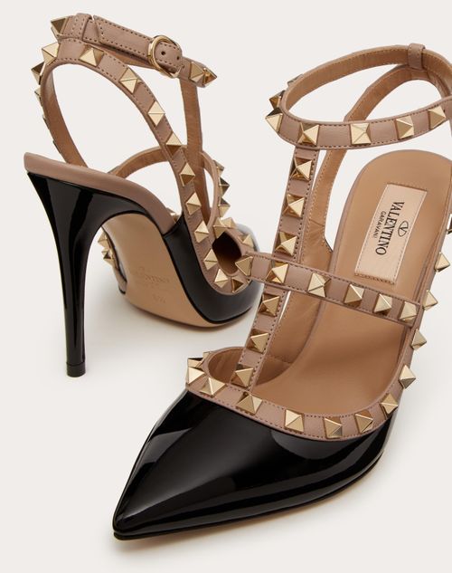 Patent Rockstud Caged 100mm for Woman in Poudre | Valentino