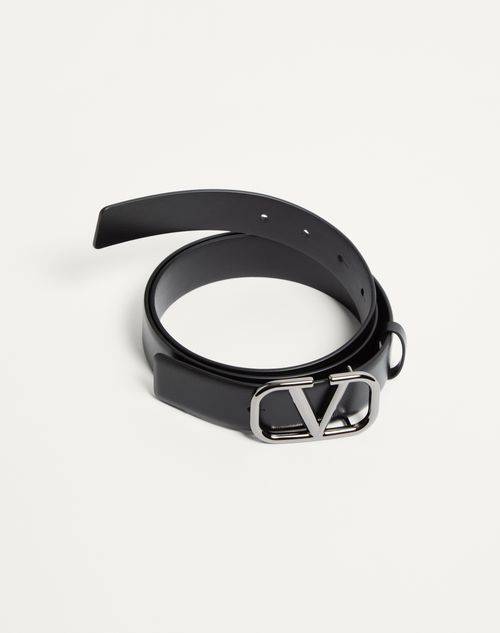 Valentino Garavani - Vlogo Signature Calfskin Belt 30 Mm - Black - Man - Accessories