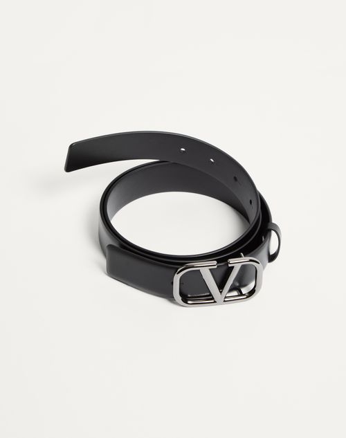 Valentino Garavani - Vlogo Signature Calfskin Belt 30 Mm - Black - Man - Accessories