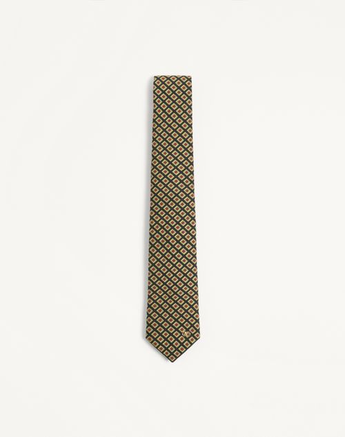 Valentino Garavani - Valentie Jacquard Cotton Tie With Chamber Pattern And Vlogo Signature Detail - Multicolor - Man - Ties