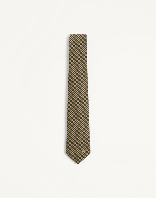 Valentino Garavani - Corbata Valentie De Jacquard De Algodón Con Patrón Chamber Y Vlogo Signature - Multicolor - Hombre - Accesorios Suaves