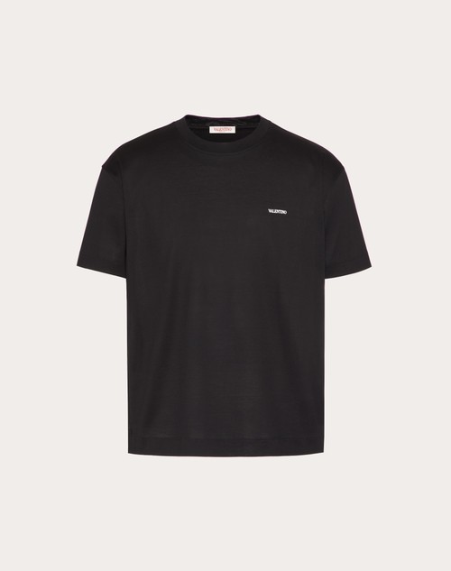 Valentino Print Cotton T-shirt for Man in Black | Valentino BA
