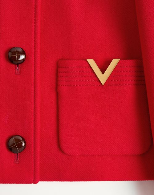 Valentino - Drill Double Caban - Red - Woman - Jackets And Blazers