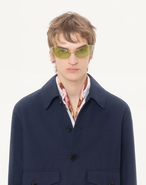 Valentino - 발렌티노 브이로고 시그니처 엠브로이더리 나일론 & 비스코스 드릴 재킷 - 네이비 - 남성 - 재킷 & 다운 재킷