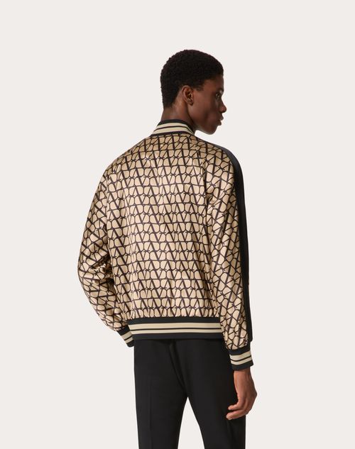 Viscose Bomber Jacket With Toile Iconographe Print for Man in Beige/black