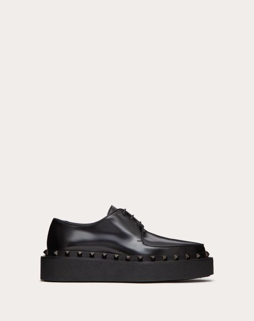 Valentino Garavani - Rockstud M-way Calfskin Derby With Matching Studs - Black - Woman - Loafers & Oxford