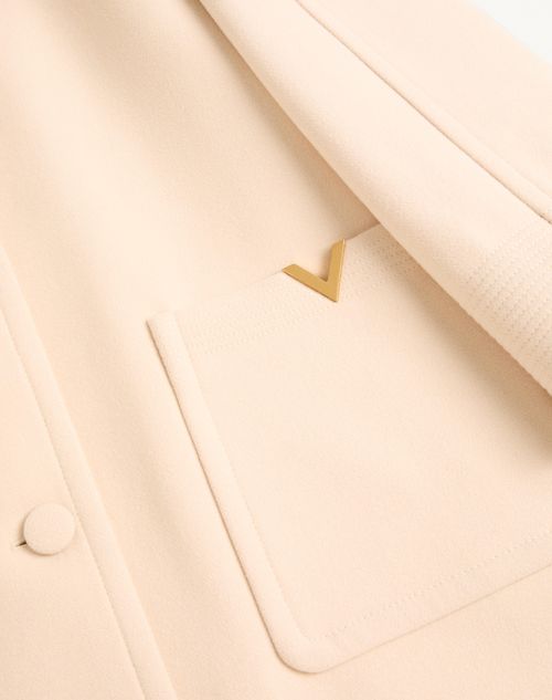 Valentino - Wool Drap Peacoat - Birch - Woman - Coats And Outerwear