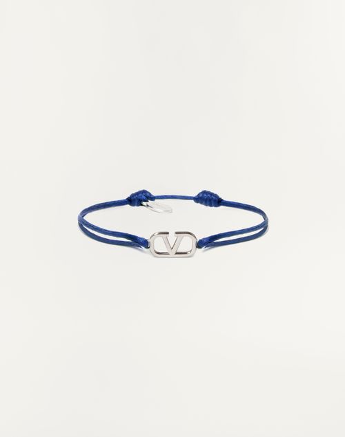 Valentino Garavani - Bracciale Vlogo Signature In Cotone - Blu Scuro - Uomo - Gioielli