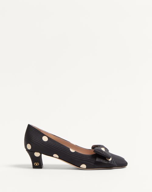 Valentino Garavani - Bowow Pump In Moiré Plus De Pois Fabric 45mm - Black/butter - Woman - Pumps