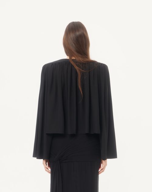 Valentino - Satin Sablé Jacket With Gathered Detail - Black - Woman - Jackets And Blazers