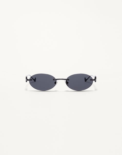 Valentino - Geometric Metal Eyewear - Black/grey - Woman - Eyewear