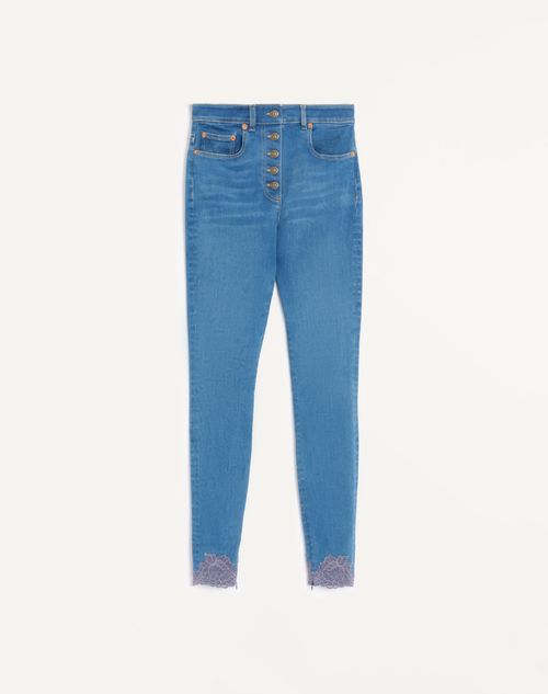 Valentino - 레이스가 달린 데님 바지 - 데님 - 여성 - 데님