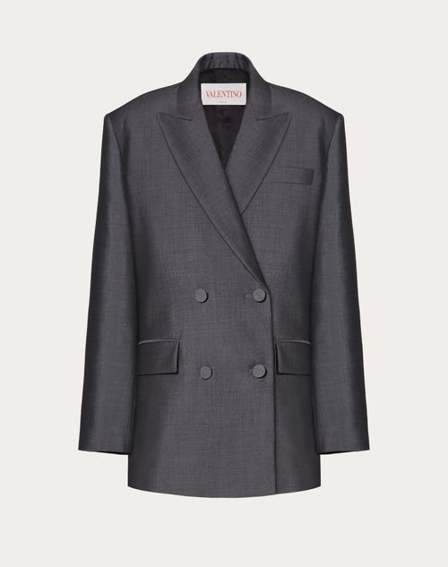 Valentino - Blazer In Mohair Canvas - Dark Grey - Woman - Jackets And Blazers