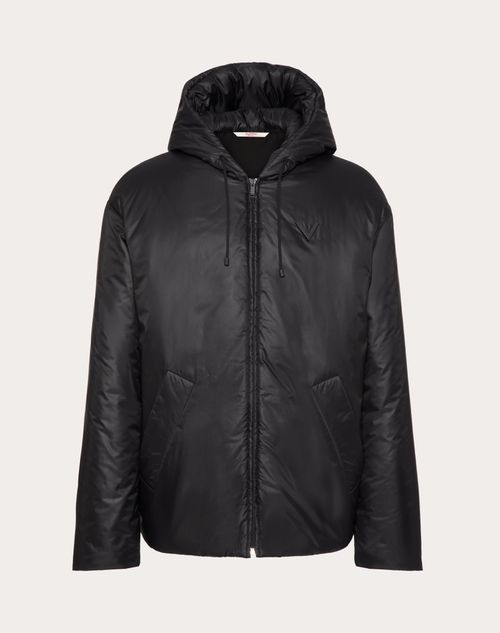 Valentino - Nylon Jacket With V Detail - Black - Man - Apparel