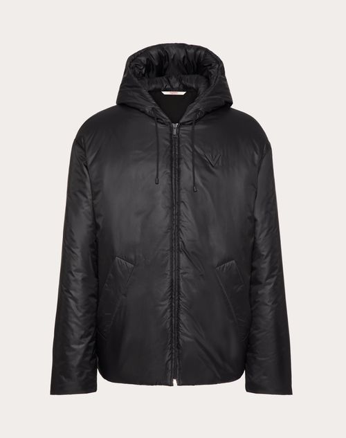 Valentino - Nylon Jacket With V Detail - Black - Man - Outerwear