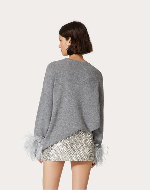 Valentino Optical Valentino feather-trim jumper - Neutrals