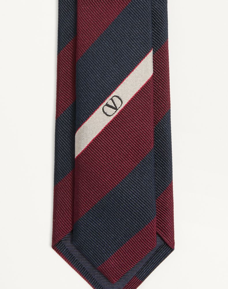 Valentino Garavani Valentie Jacquard Regimental Silk Tie Man Blue/Maroon Uni