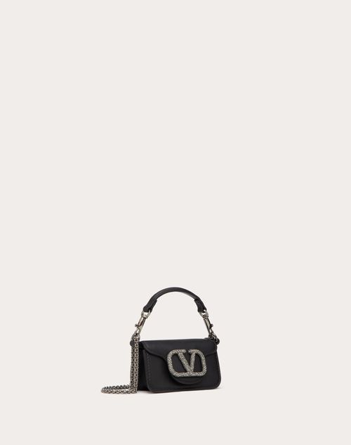 Valentino Garavani - Locò Micro Bag With Chain And Jewel Logo - Black - Woman - Valentino Garavani Loco