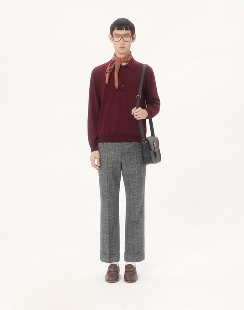 Valentino - Valentino Wool Polo With Vlogo Embroidery - Maroon - Man - Shelf - Mrtw - Wardrobre (daily Forms)